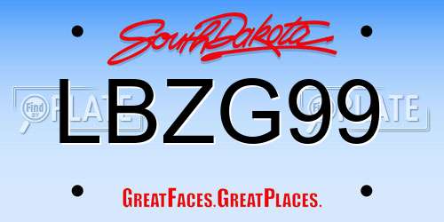 LBZG99 South Dakota License Plate