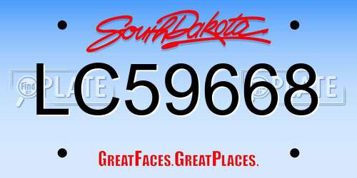 LC59668 South Dakota License Plate