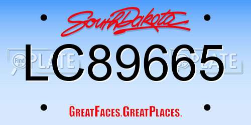 LC89665 South Dakota License Plate