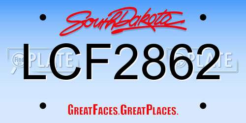 LCF2862 South Dakota License Plate
