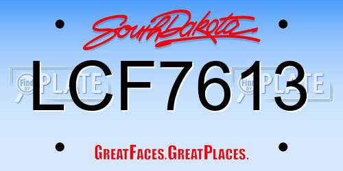 LCF7613 South Dakota License Plate
