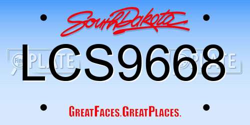 LCS9668 South Dakota License Plate