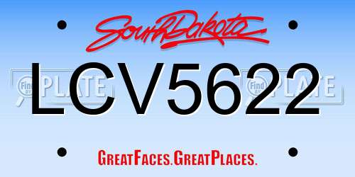 LCV5622 South Dakota License Plate