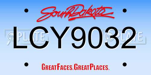 LCY9032 South Dakota License Plate