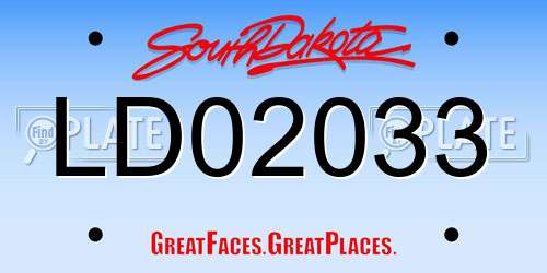 LD02033 South Dakota License Plate