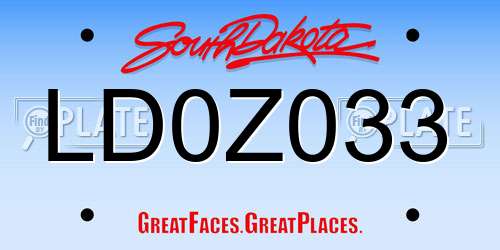LD0Z033 South Dakota License Plate