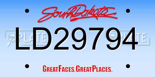 LD29794 South Dakota License Plate
