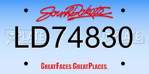 LD74830 South Dakota License Plate