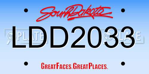 LDD2033 South Dakota License Plate