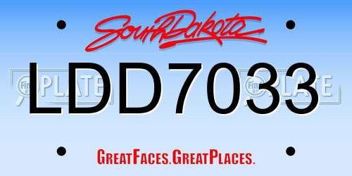 LDD7033 South Dakota License Plate