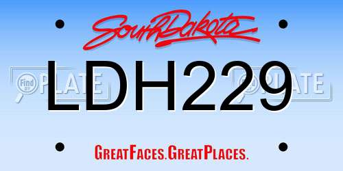 LDH229 South Dakota License Plate