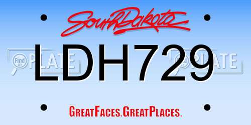 LDH729 South Dakota License Plate
