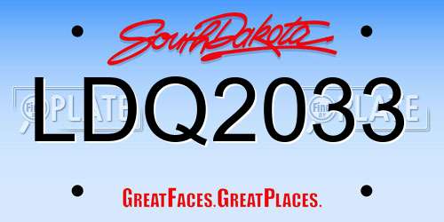 LDQ2033 South Dakota License Plate