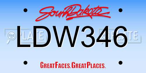 LDW346 South Dakota License Plate
