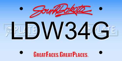 LDW34G South Dakota License Plate