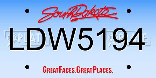 LDW5194 South Dakota License Plate