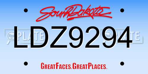 LDZ9294 South Dakota License Plate