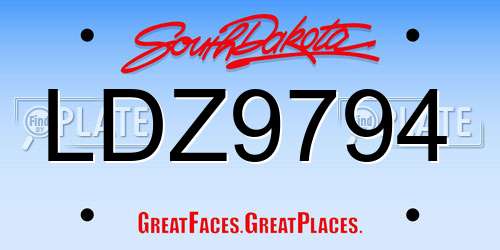 LDZ9794 South Dakota License Plate