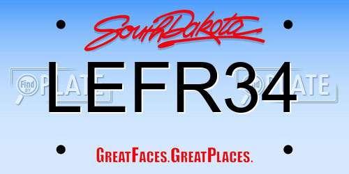 LEFR34 South Dakota License Plate