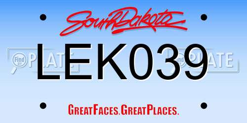 LEK039 South Dakota License Plate