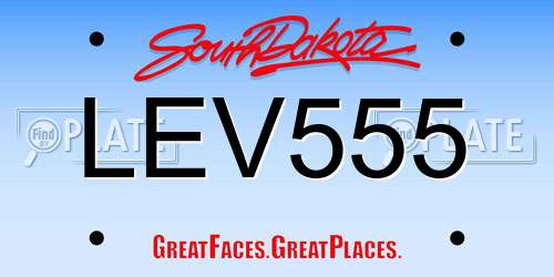 LEV555 South Dakota License Plate