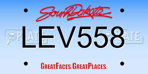 LEV558 South Dakota License Plate