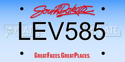 LEV585 South Dakota License Plate