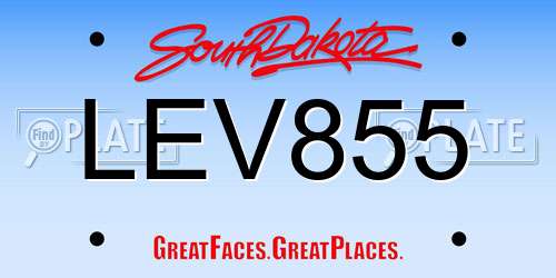 LEV855 South Dakota License Plate
