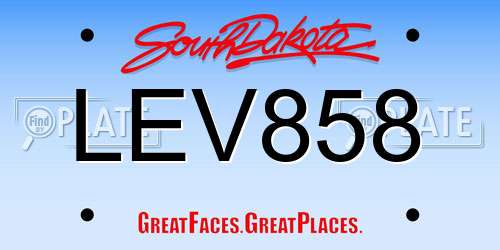 LEV858 South Dakota License Plate