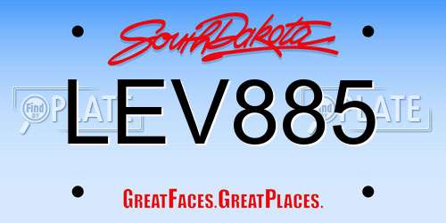 LEV885 South Dakota License Plate