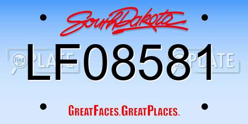 LF08581 South Dakota License Plate