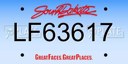 LF63617 South Dakota License Plate