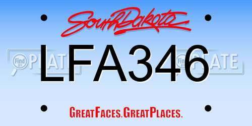 LFA346 South Dakota License Plate