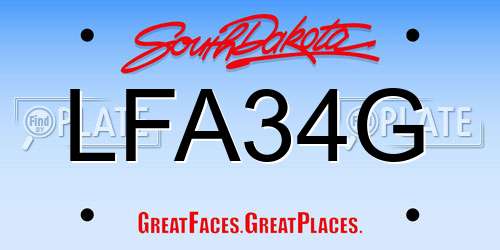 LFA34G South Dakota License Plate