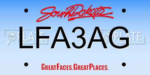 LFA3AG South Dakota License Plate