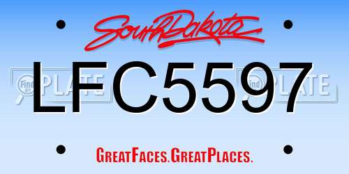 LFC5597 South Dakota License Plate