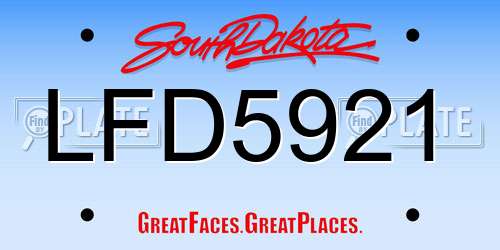 LFD5921 South Dakota License Plate