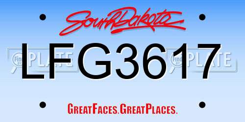 LFG3617 South Dakota License Plate