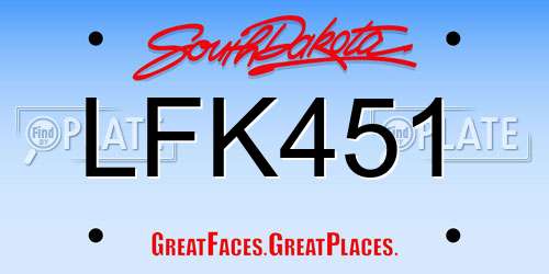 LFK451 South Dakota License Plate