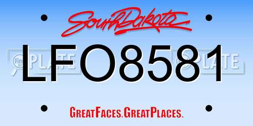 LFO8581 South Dakota License Plate
