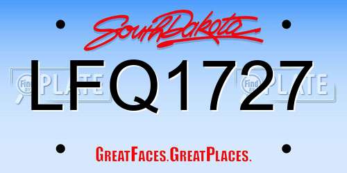 LFQ1727 South Dakota License Plate
