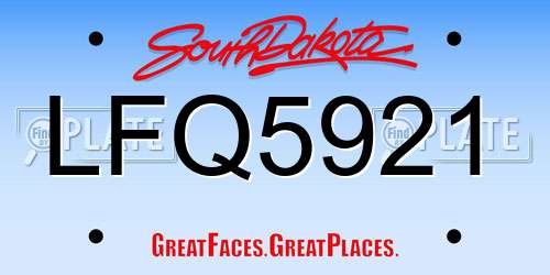 LFQ5921 South Dakota License Plate