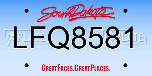 LFQ8581 South Dakota License Plate
