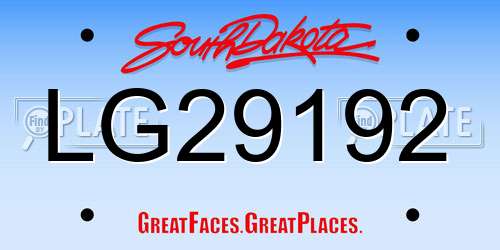 LG29192 South Dakota License Plate
