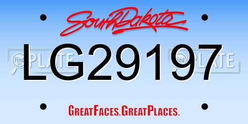 LG29197 South Dakota License Plate