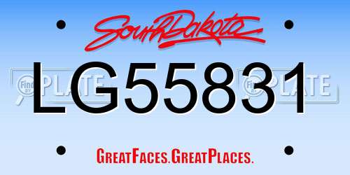 LG55831 South Dakota License Plate