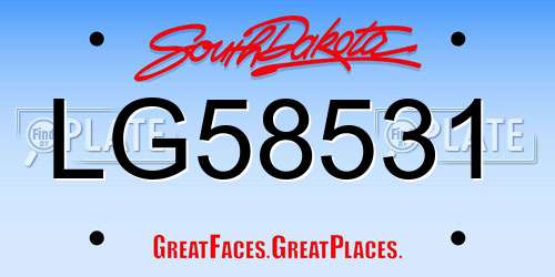 LG58531 South Dakota License Plate