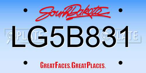 LG5B831 South Dakota License Plate