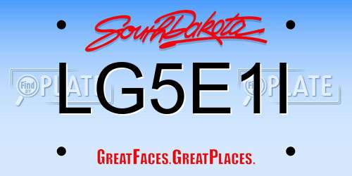 LG5E1I South Dakota License Plate