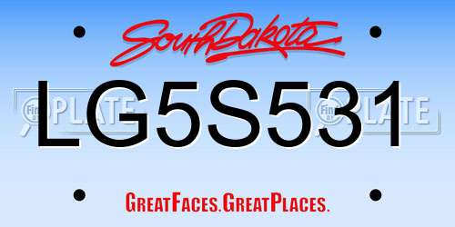 LG5S531 South Dakota License Plate